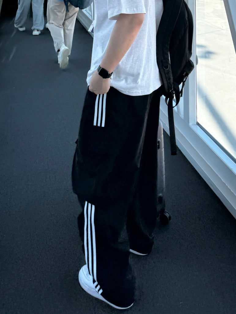 【Metanoia】🇰🇷韓製 工裝條紋運動落地褲 - 1