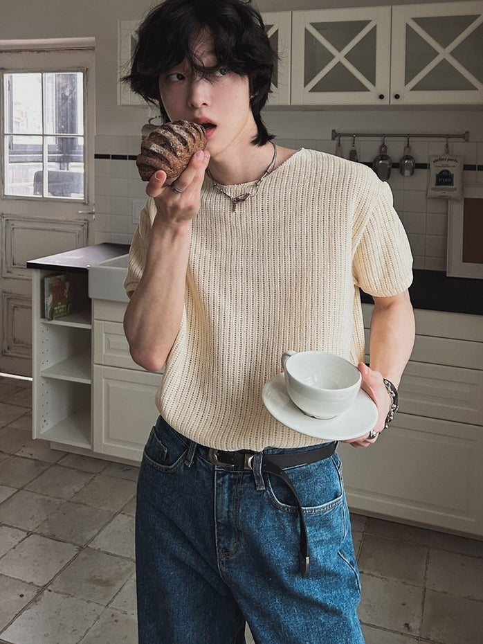 【Metanoia】🇰🇷韓製 絲絨寬領短袖上衣 - 3