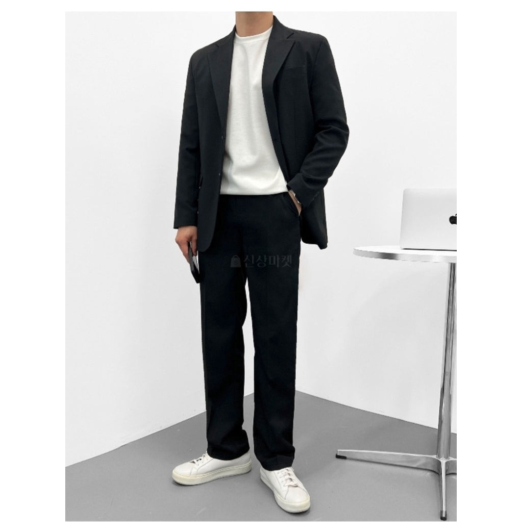 【Metanoia】韓國設計 休閒鬆緊帶落地褲