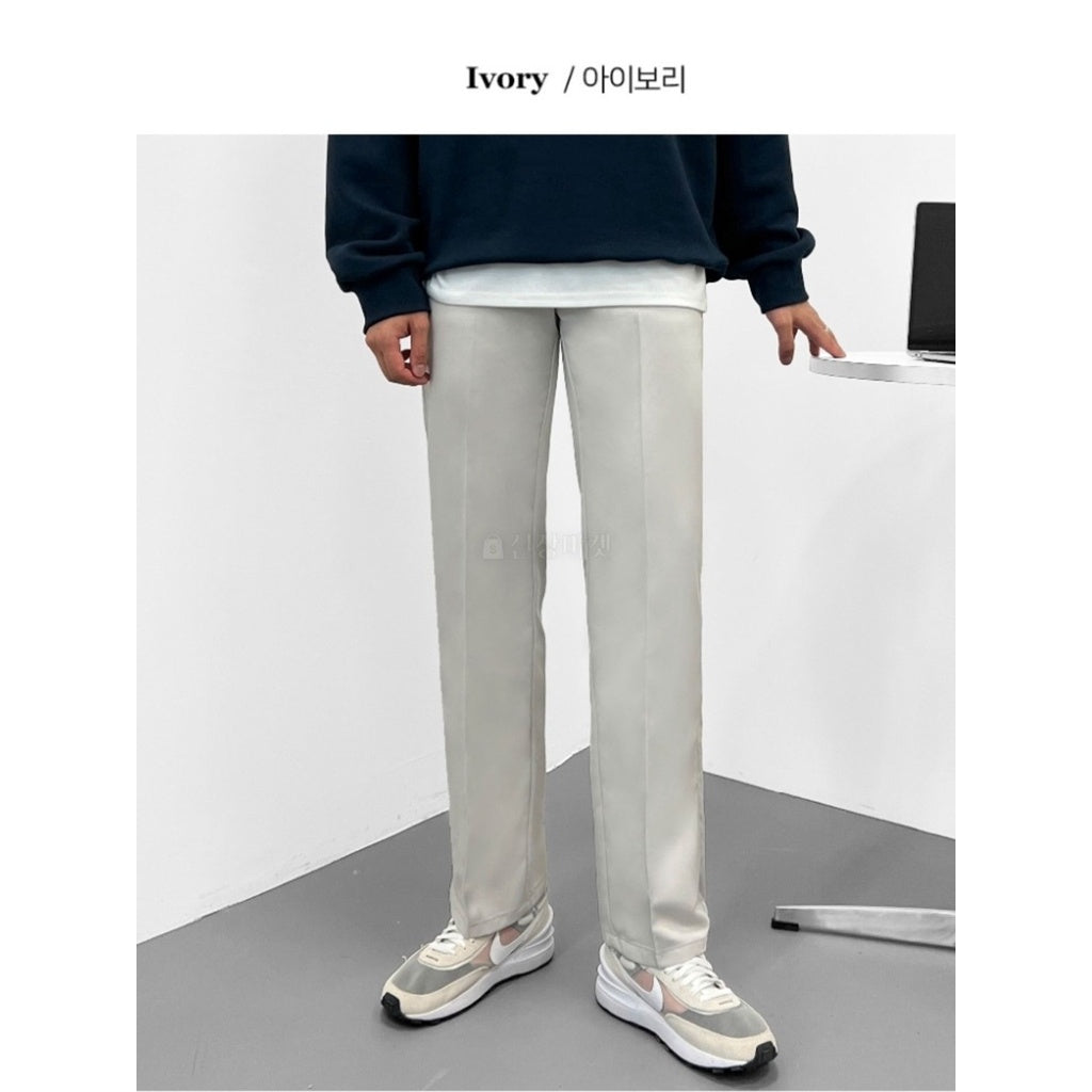 【Metanoia】韓國設計 休閒鬆緊帶落地褲