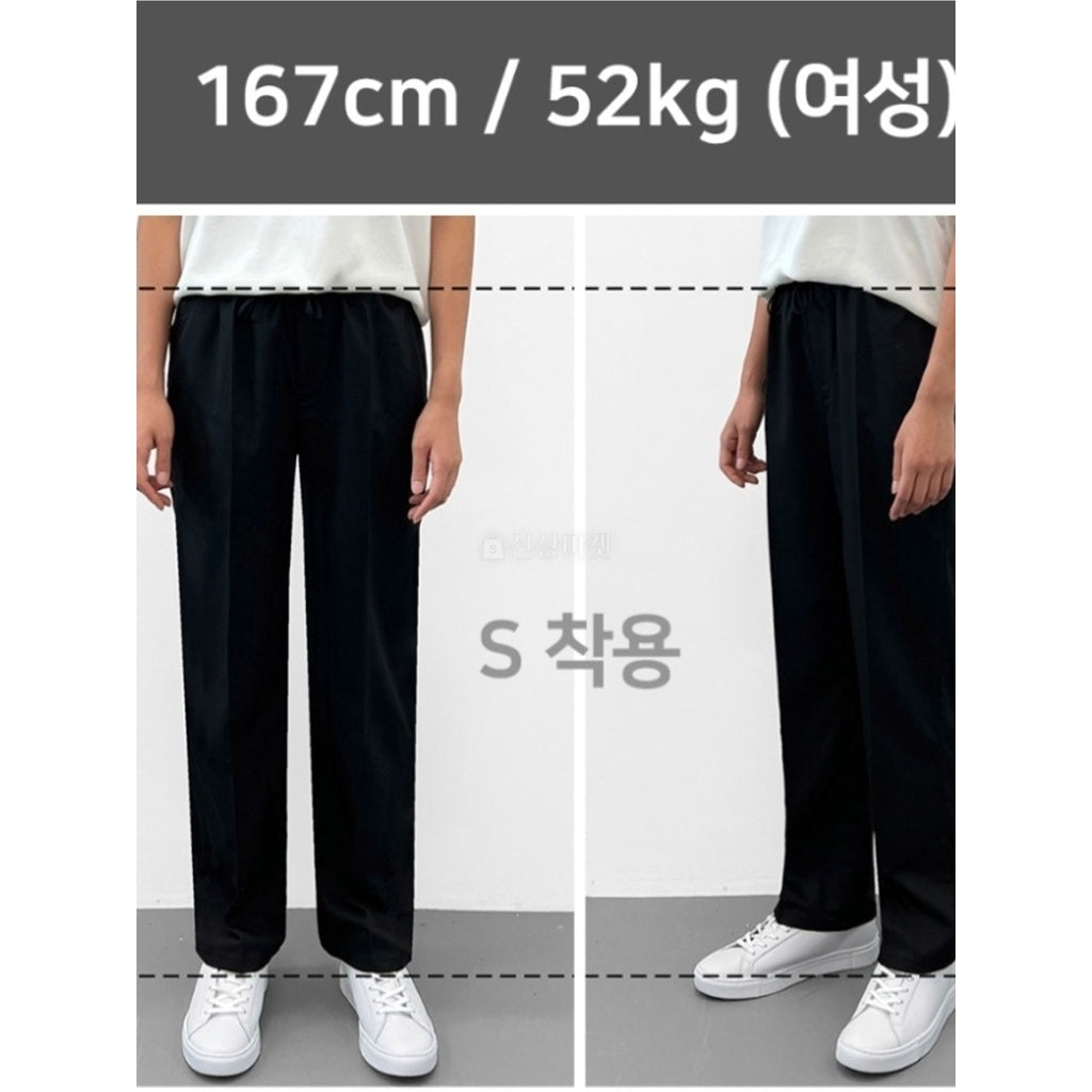 【Metanoia】韓國設計 休閒鬆緊帶落地褲