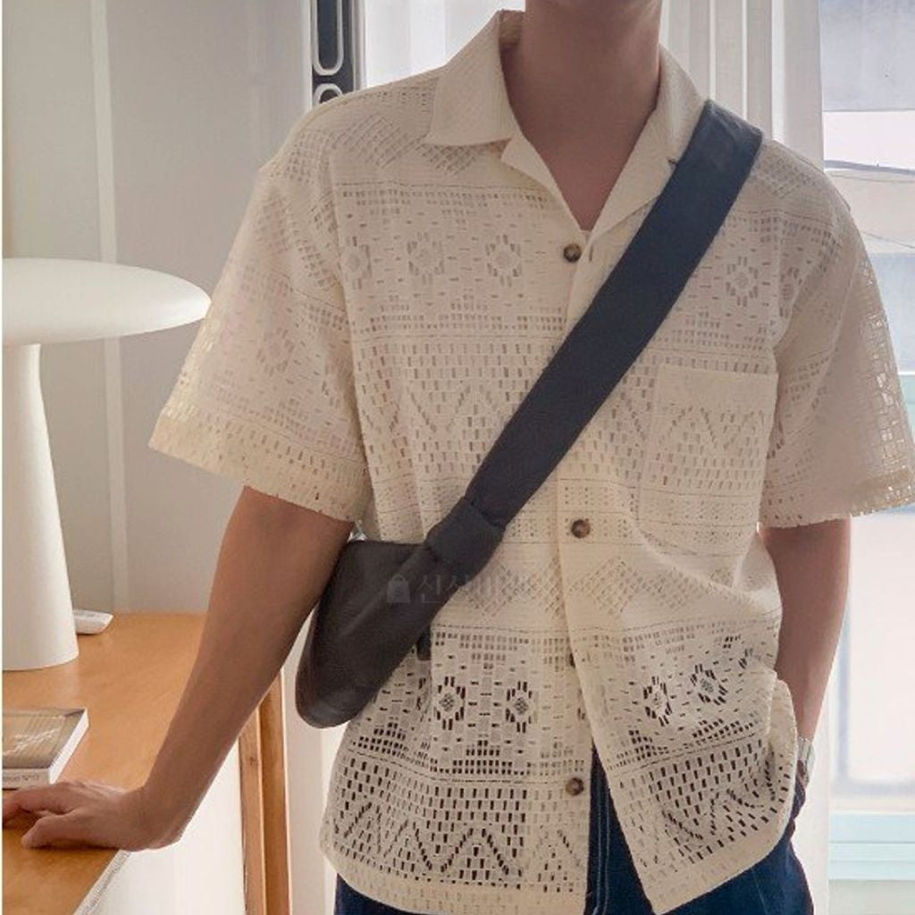 【Metanoia】🇰🇷韓製 翻領鏤空短袖上衣