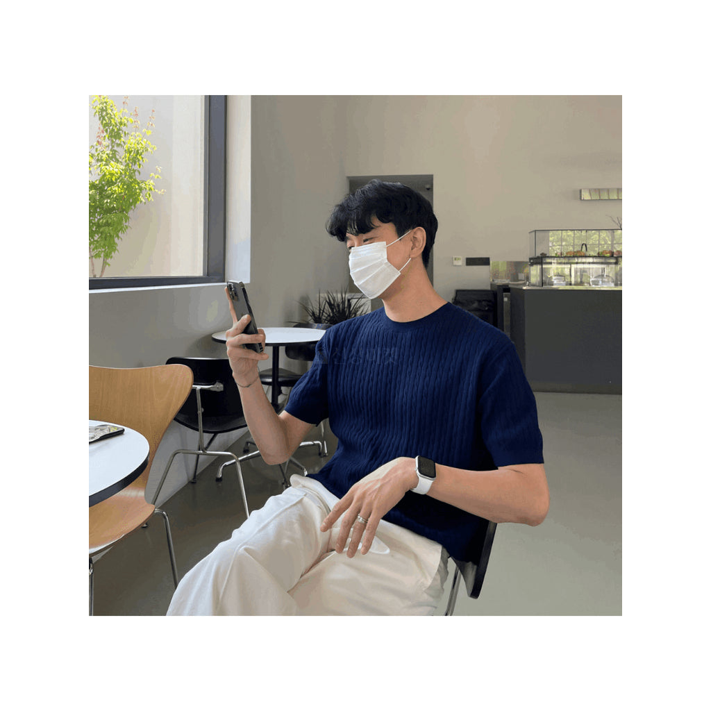 【Metanoia】韓國設計 翻領針織短袖