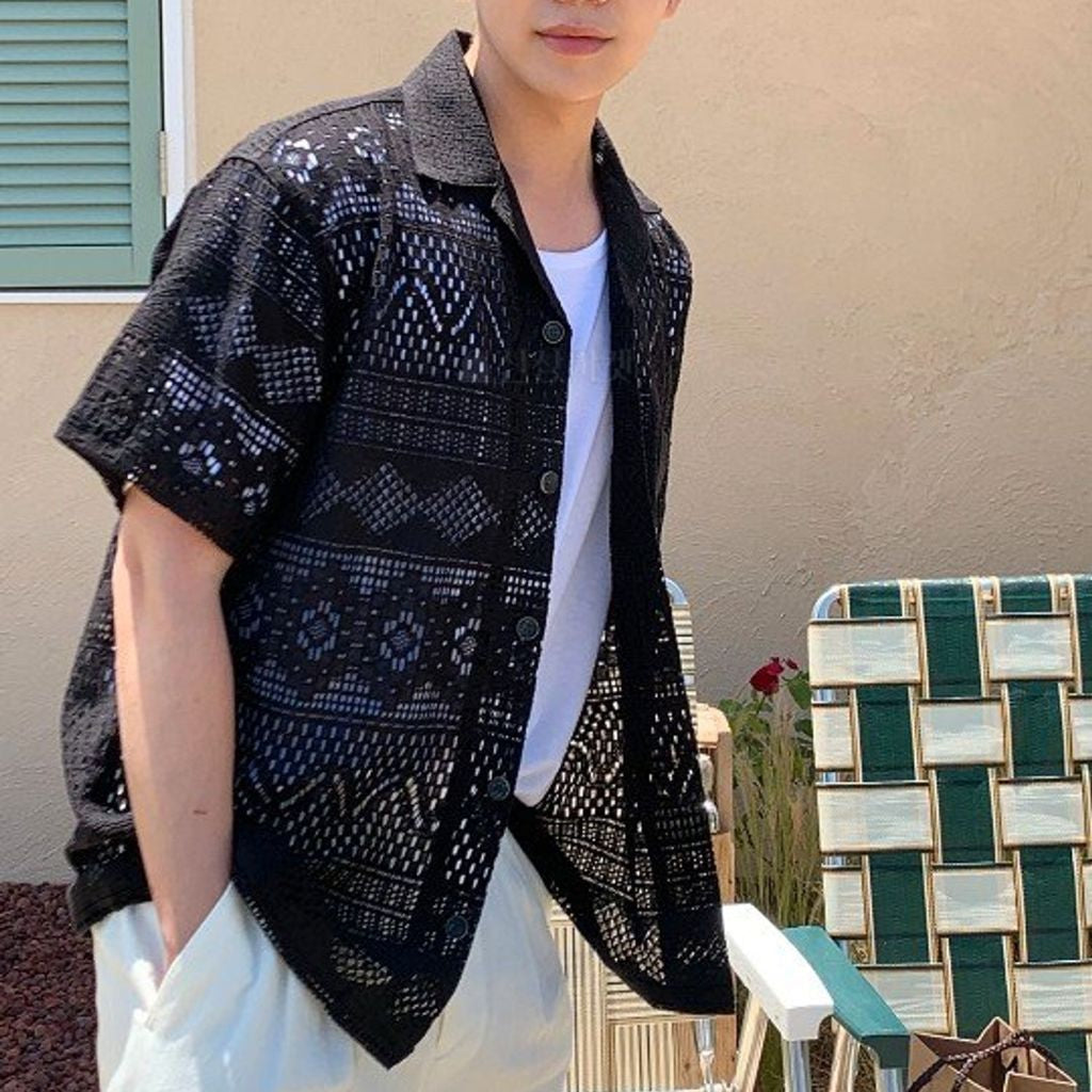 【Metanoia】🇰🇷韓製 翻領鏤空短袖上衣