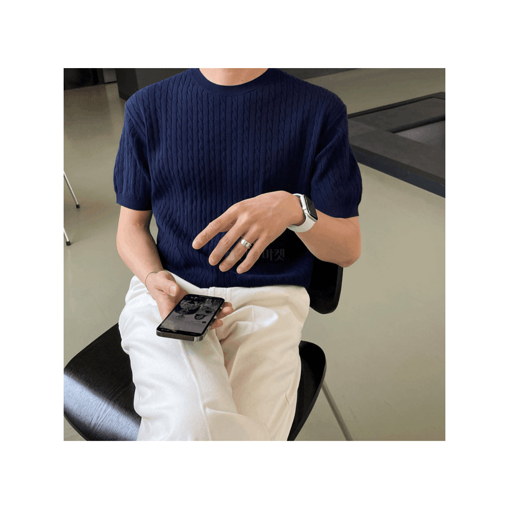 【Metanoia】韓國設計 翻領針織短袖