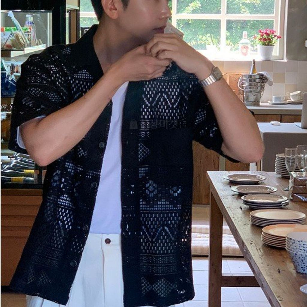 【Metanoia】🇰🇷韓製 翻領鏤空短袖上衣