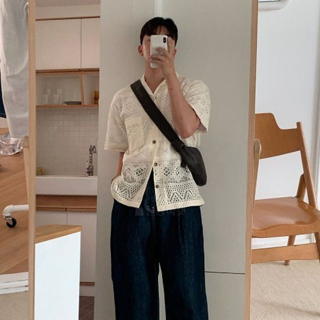 【Metanoia】🇰🇷韓製 翻領鏤空短袖上衣