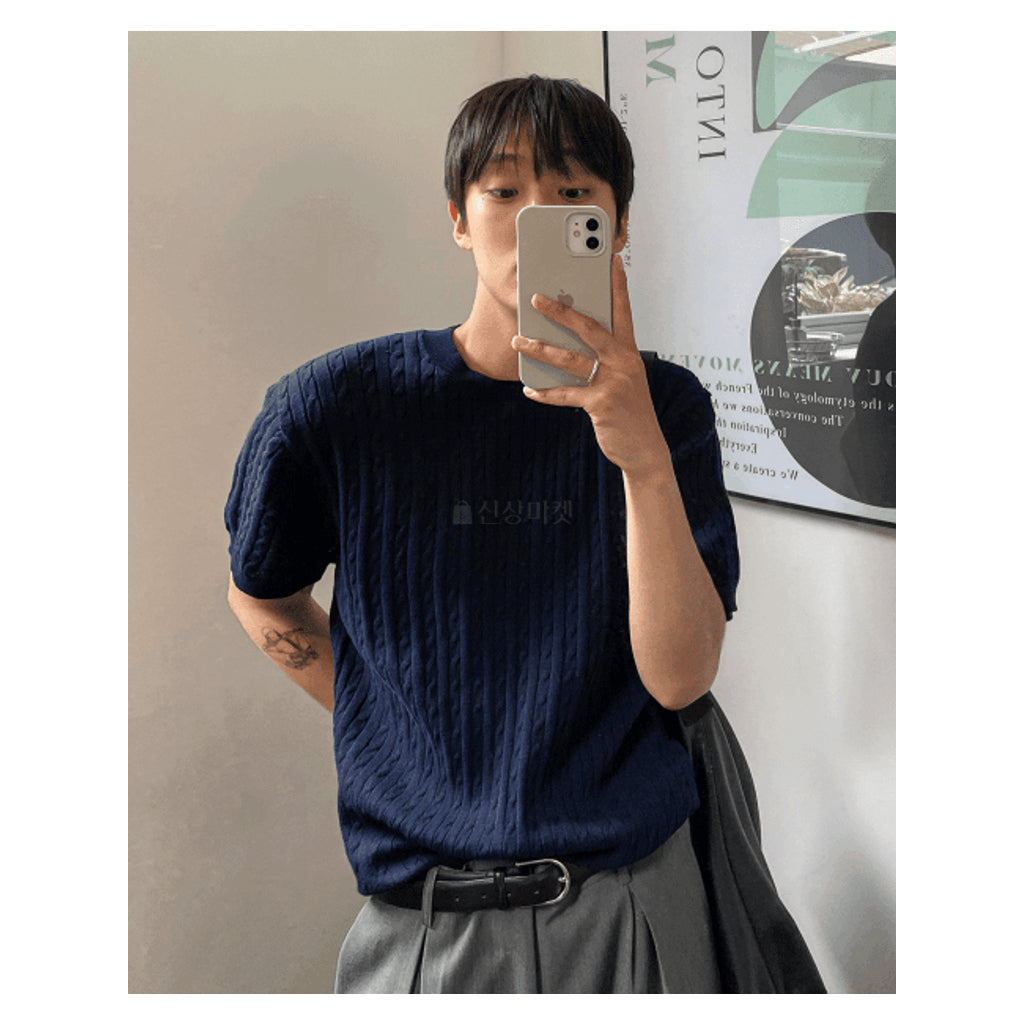 【Metanoia】韓國設計 翻領針織短袖