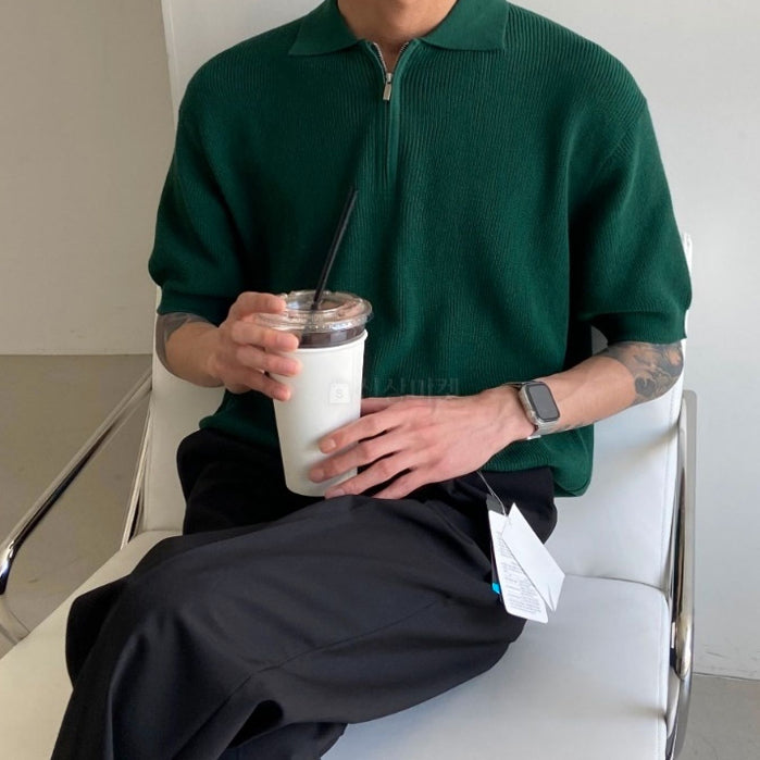 【Metanoia】韓國設計 半拉鍊polo衫