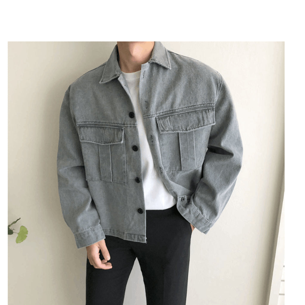 【Metanoia】🇰🇷韓製 翻領短版牛仔夾克外套