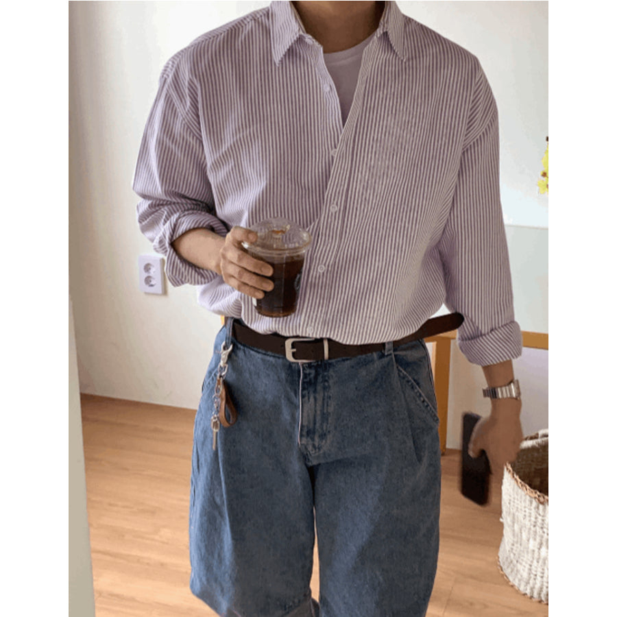 【Metanoia】🇰🇷韓製 條紋翻領長袖襯衫