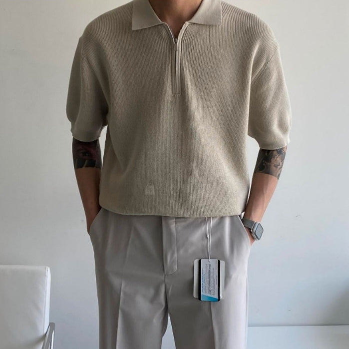 【Metanoia】韓國設計 半拉鍊polo衫