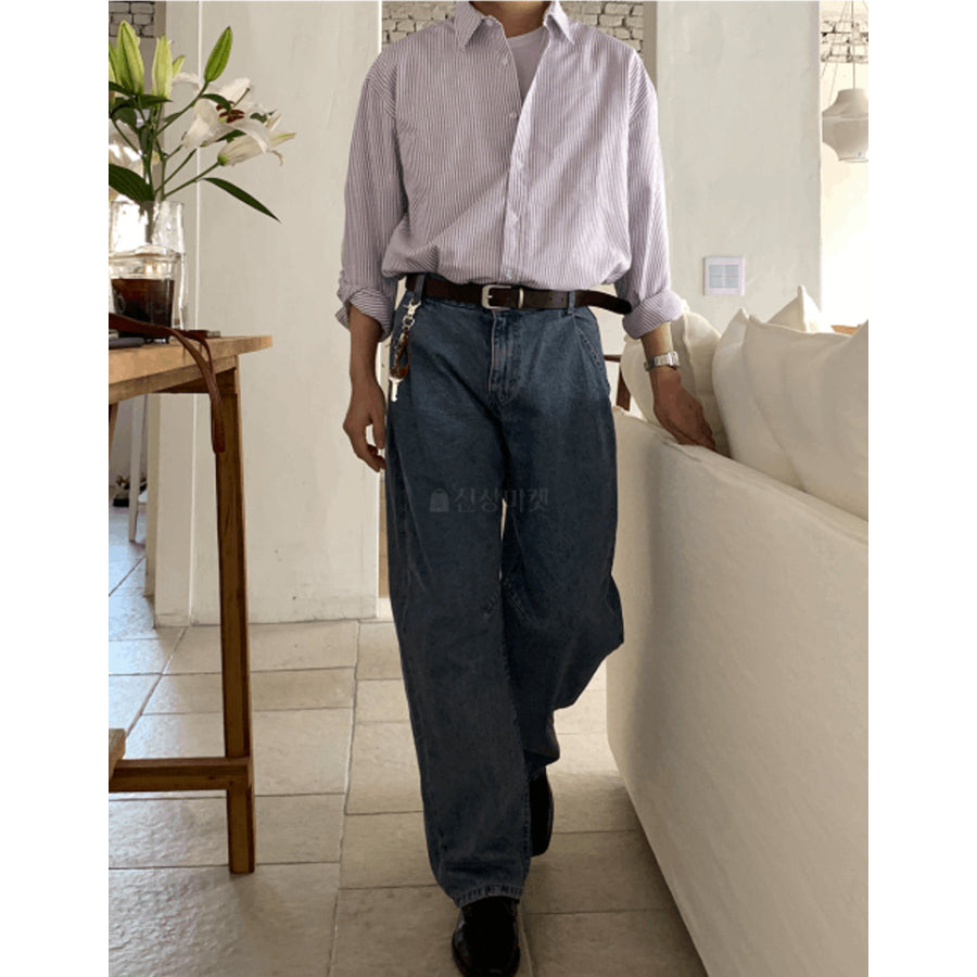 【Metanoia】🇰🇷韓製 條紋翻領長袖襯衫