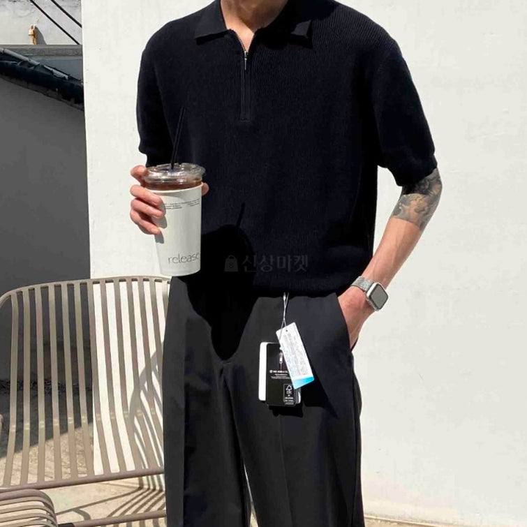 【Metanoia】韓國設計 半拉鍊polo衫