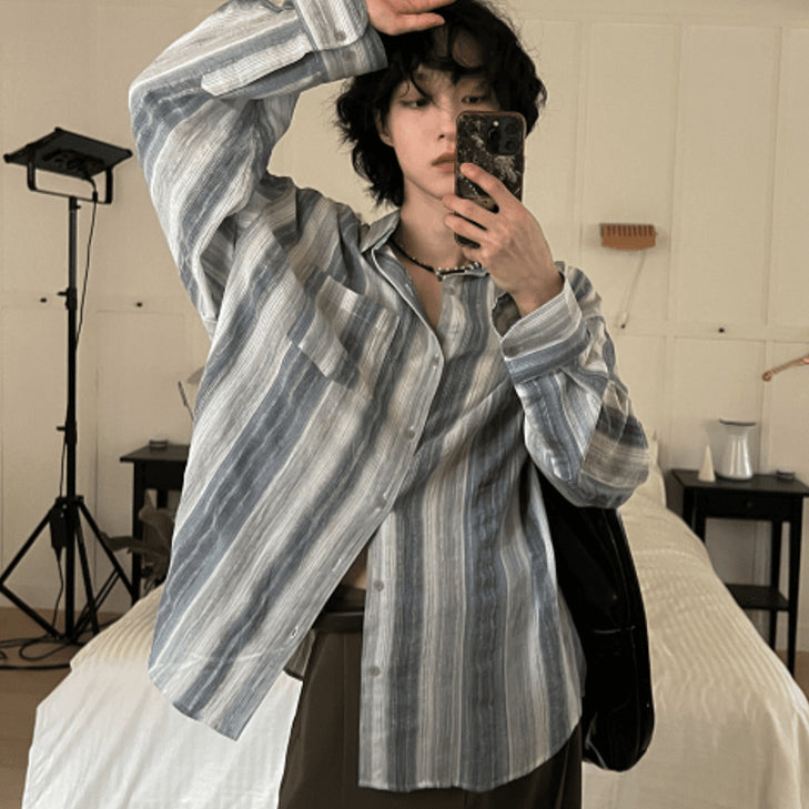 【Metanoia】🇰🇷韓製 條紋長袖襯衫