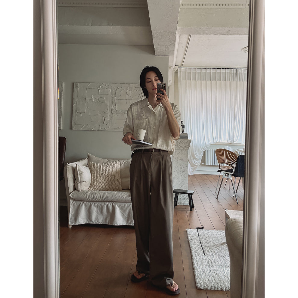 【Metanoia】🇰🇷韓製 人造絲短袖襯衫