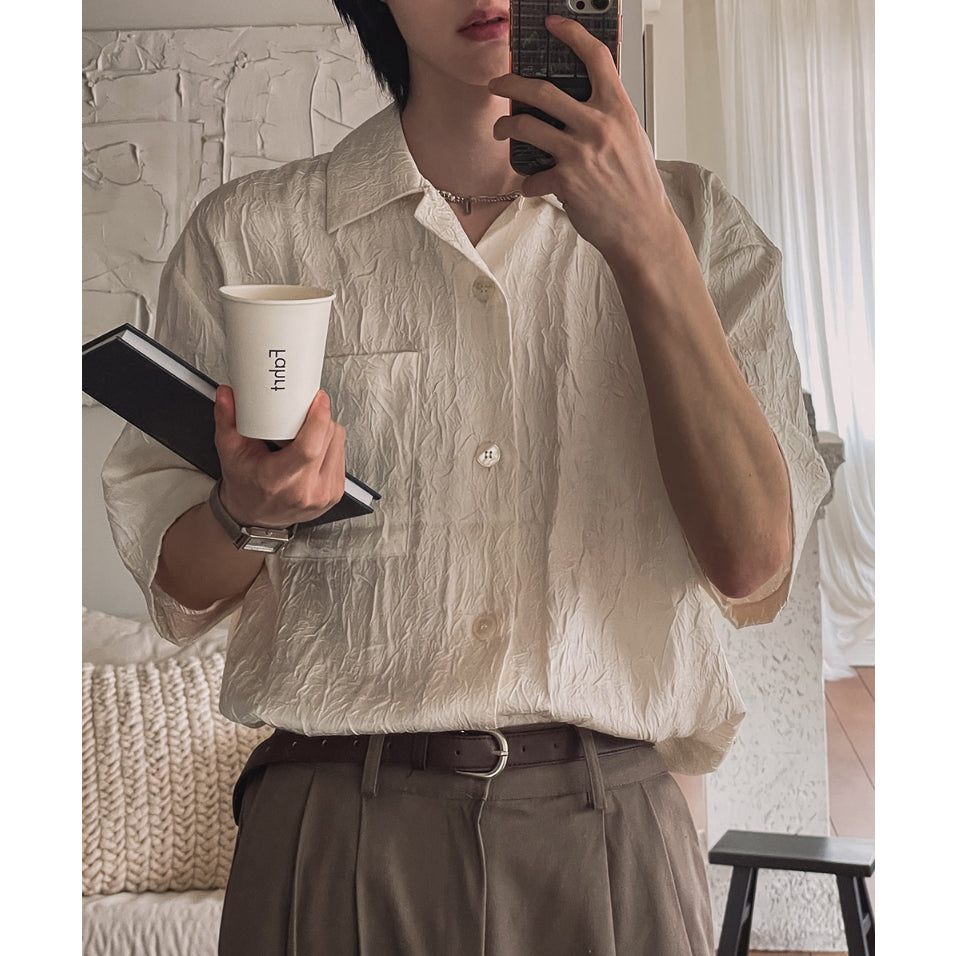 【Metanoia】🇰🇷韓製 人造絲短袖襯衫