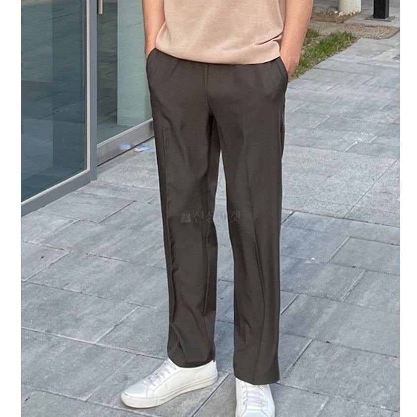 【Metanoia】韓國設計 半寬束帶休閒西裝落地褲