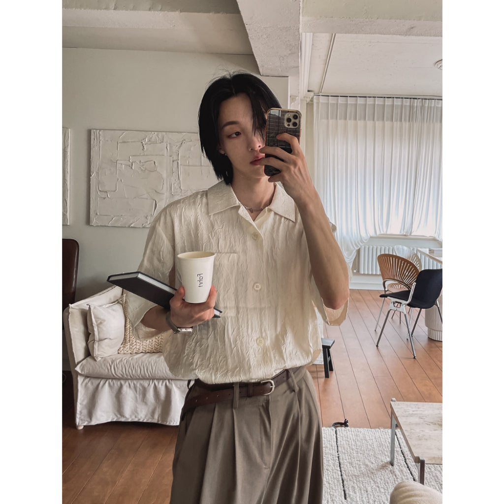 【Metanoia】🇰🇷韓製 人造絲短袖襯衫