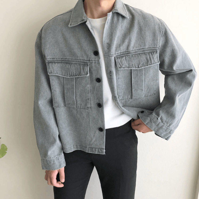 【Metanoia】🇰🇷韓製 翻領短版牛仔夾克外套