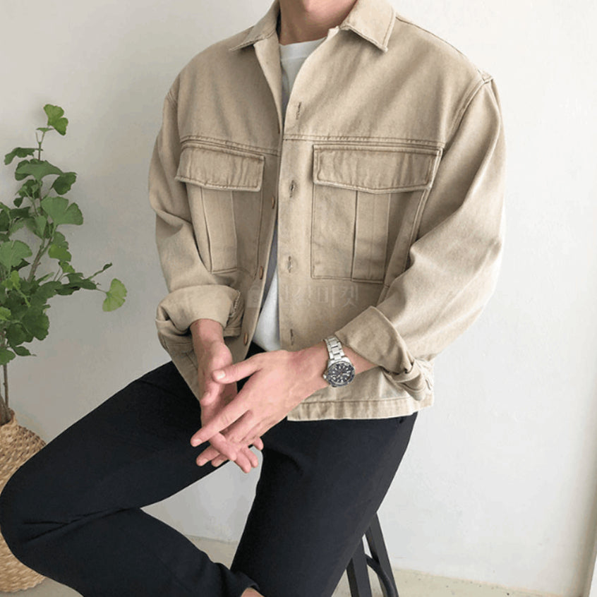 【Metanoia】🇰🇷韓製 翻領短版牛仔夾克外套