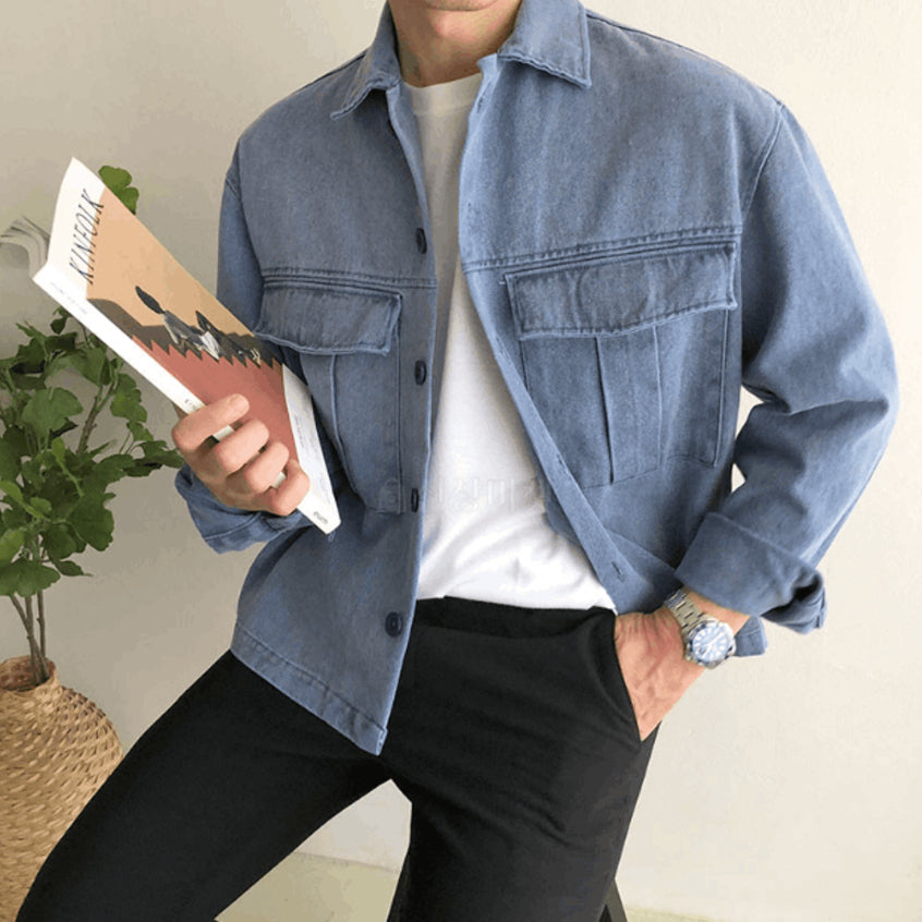 【Metanoia】🇰🇷韓製 翻領短版牛仔夾克外套