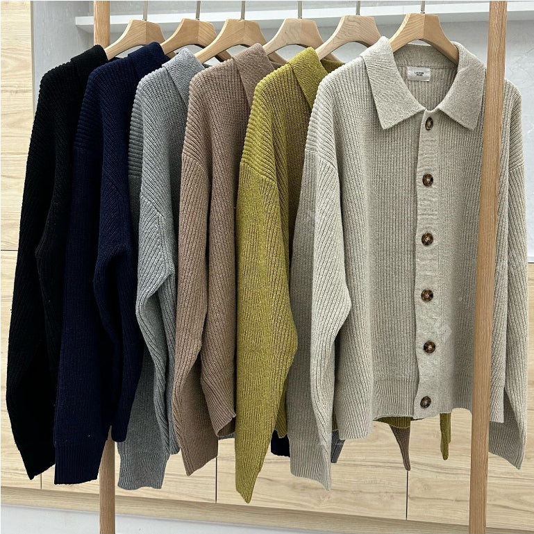 【Metanoia】🇰🇷韓製 翻領鈕扣寬鬆針織衫