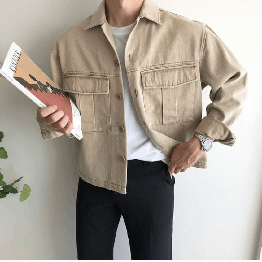 【Metanoia】🇰🇷韓製 翻領短版牛仔夾克外套