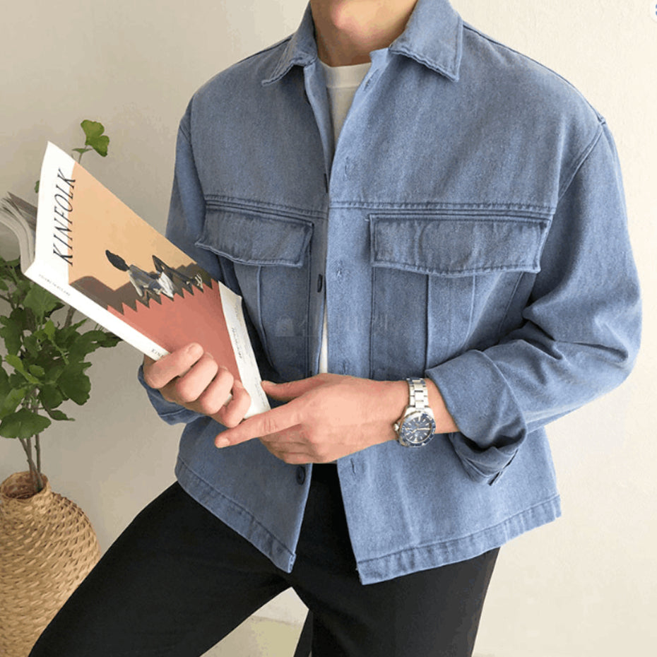 【Metanoia】🇰🇷韓製 翻領短版牛仔夾克外套