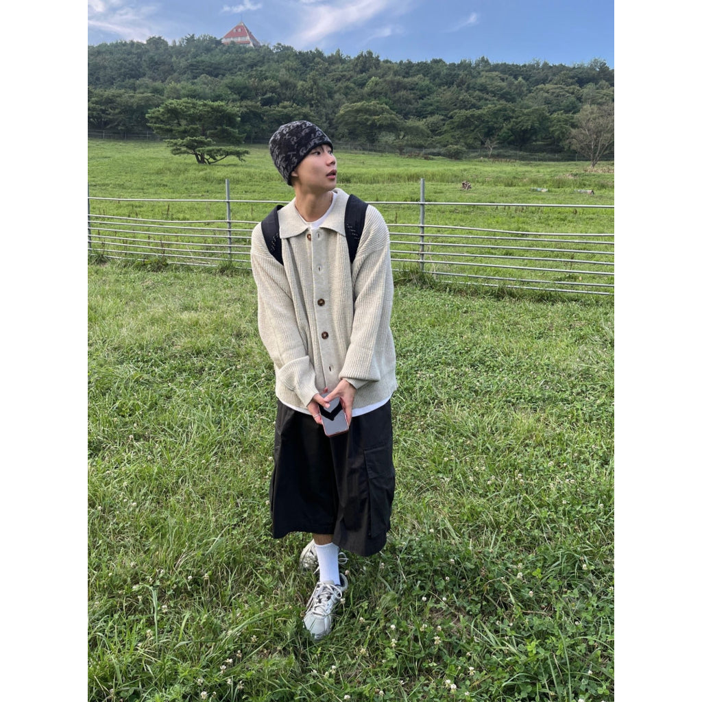 【Metanoia】🇰🇷韓製 翻領鈕扣寬鬆針織衫